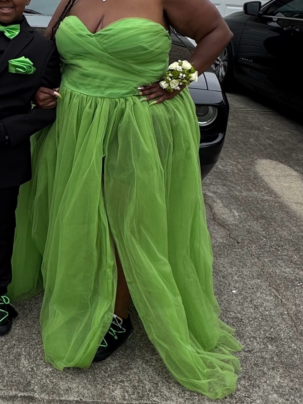 Fashion Nova Strapless Lime Green Tulle Gown